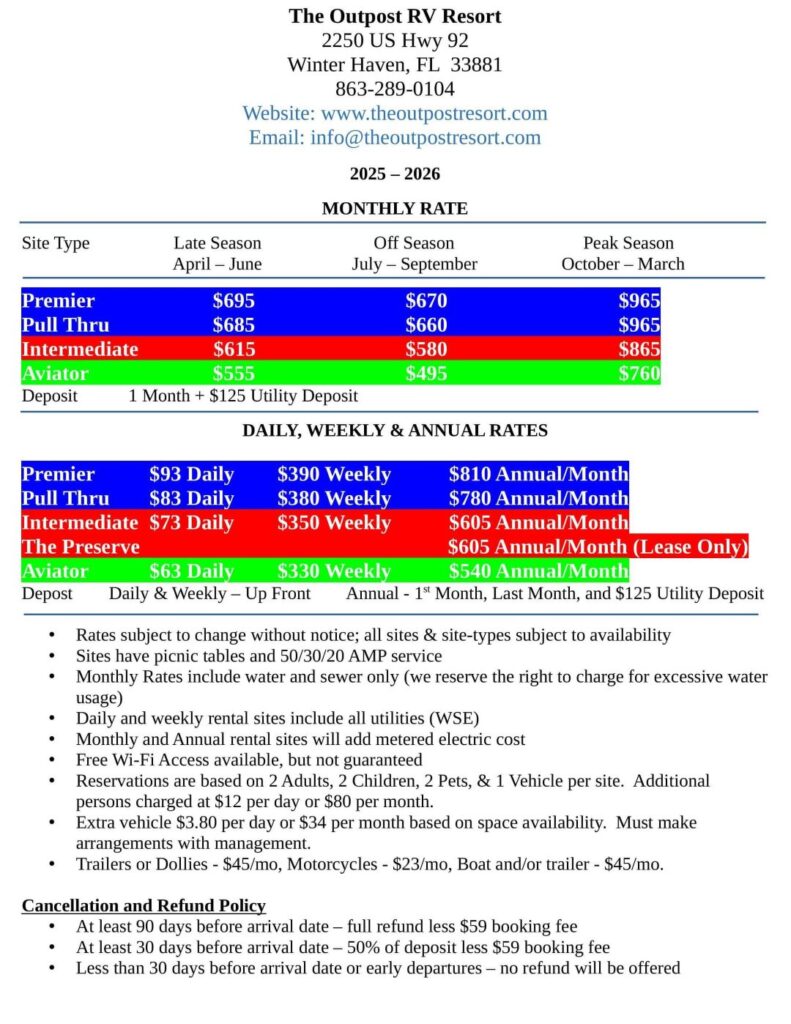 New Price Sheet for 2025-2026